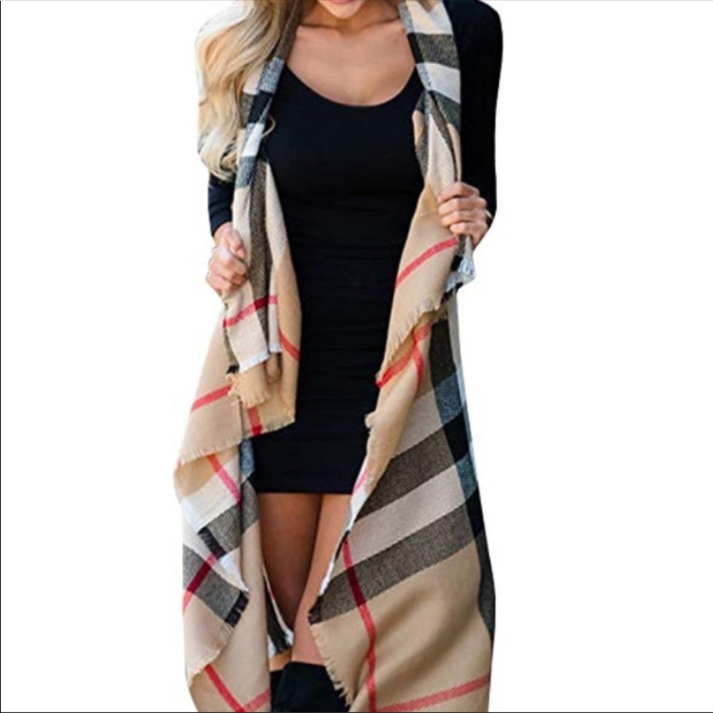 Burberry Print Tartan Cashmere Duster Vest